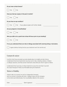 Brow Lamination Consultation Form - downloadable file