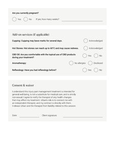Injury and pain management consultation form - downloadable file