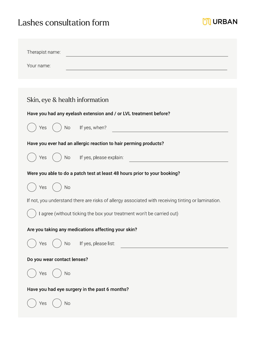 Lashes Consultation Form - downloadable file