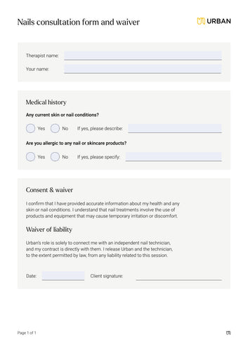 Nails Consultation Form - Downloadable file