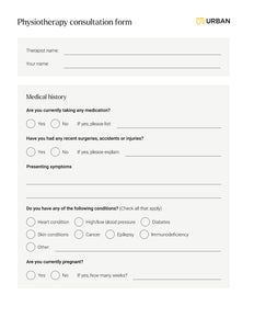 Physiotherapy Consultation Form - Downloadable file