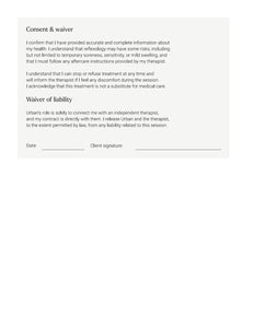 Reflexology Massage Consultation Form - Downloadable file