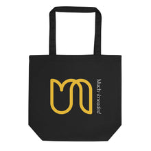 Load image into Gallery viewer, Organic Tote Bag with Large Printed Yellow Urban Tulip Logo + &#39;Much-Kneaded&#39; Slogan