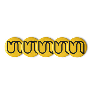Yellow Pin Badges with Black Urban Tulip Logo